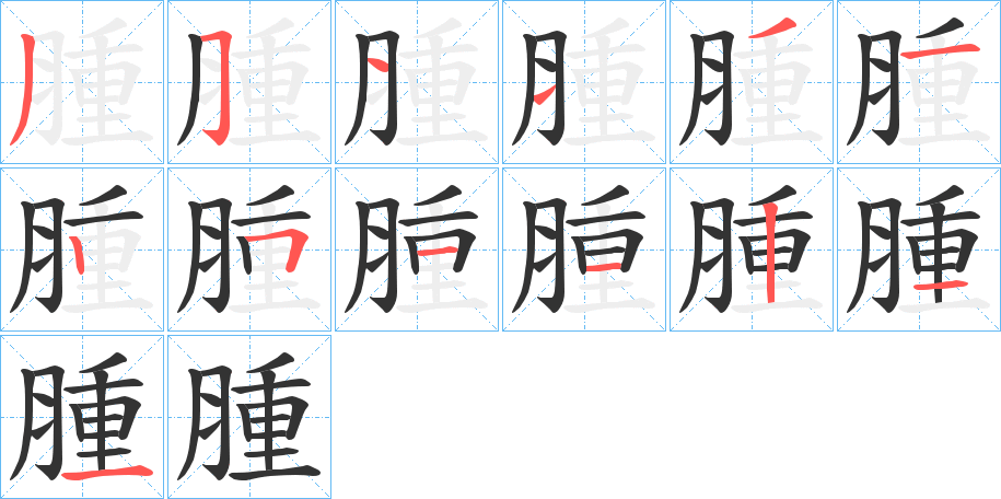 腫的笔顺写法