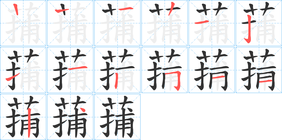 蒱的笔顺写法