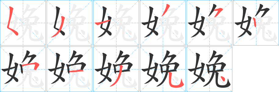 婏的笔顺写法