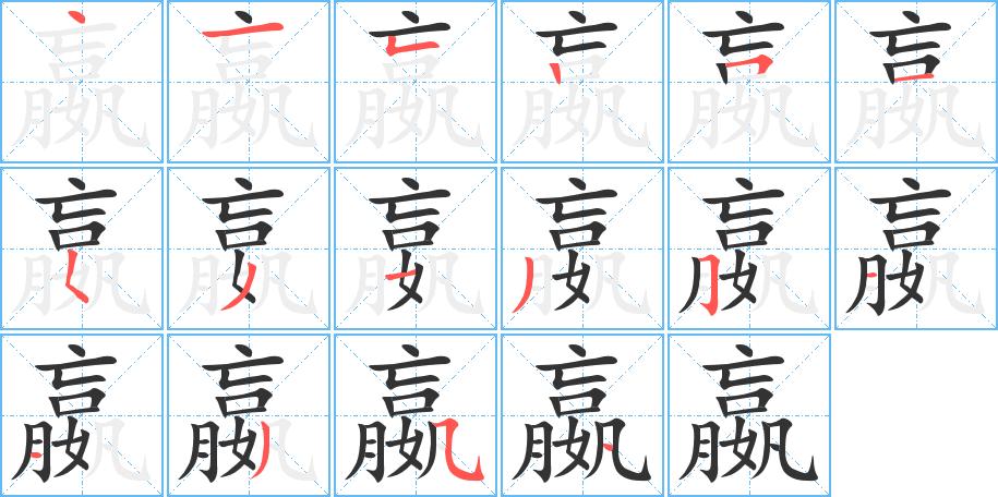 嬴的笔顺写法