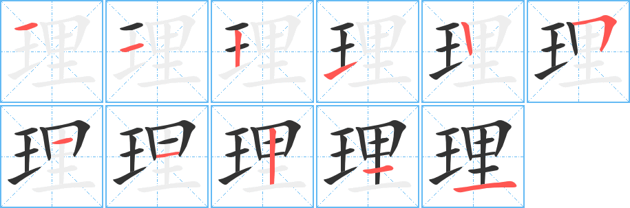 理的笔顺写法