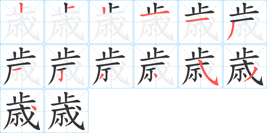 歳的笔顺写法