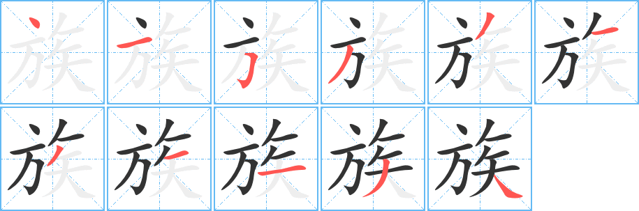 族的笔顺写法