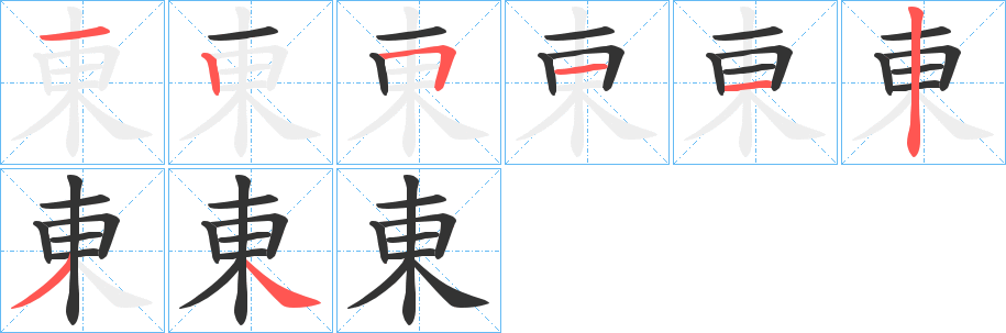 東的笔顺写法
