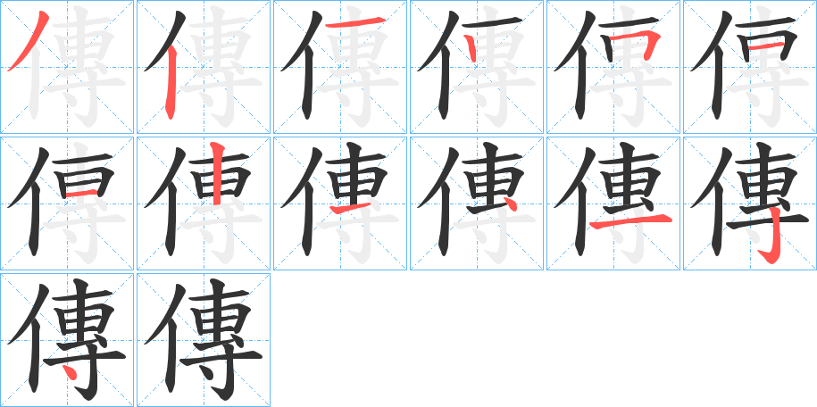 傳的笔顺写法