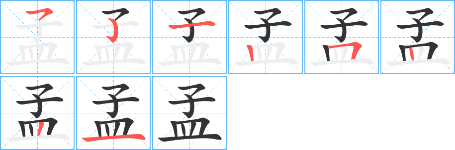 孟的笔顺写法