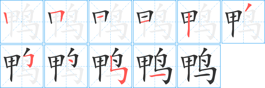 鸭的笔顺写法