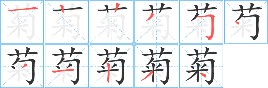 菊的笔顺写法