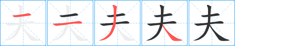 夫的笔顺写法