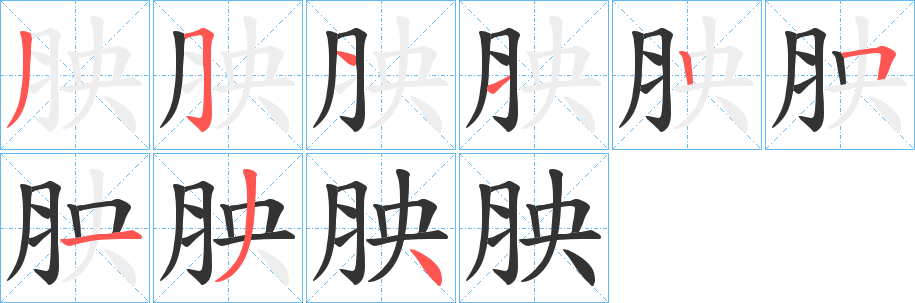 胦的笔顺写法