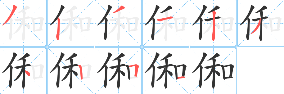 俰的笔顺写法