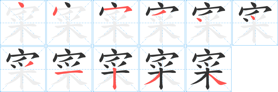 寀的笔顺写法